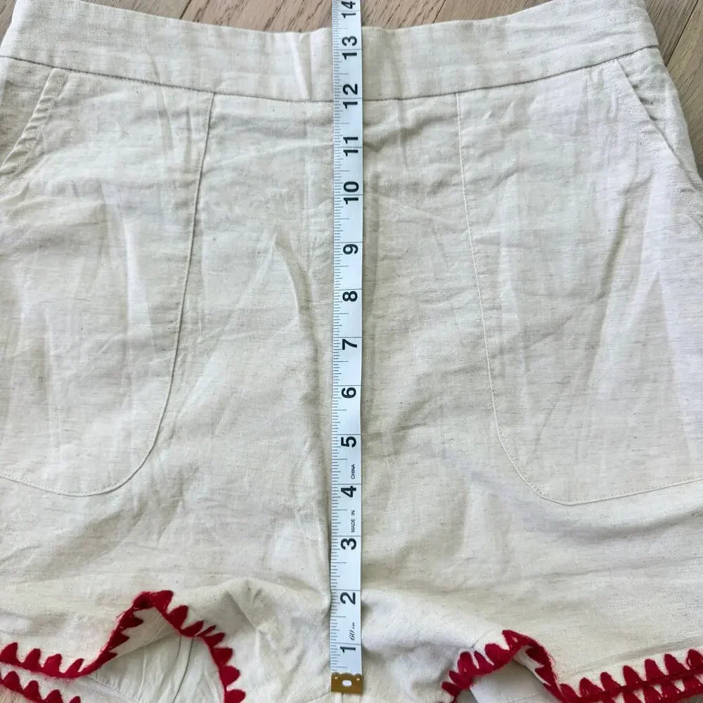 Miou Muse Emily Linen Blend Red Trim Two‑Piece Outfit Set Women’s Small